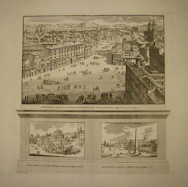 Halma Franciscus (1653-1722) Prospectus Palatii Oratoris Hispaniarum et Fori Hispanici vulgo Piazza di Spagna 1696 Leida 